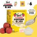 Lychee Popping Boba 6-Pack - Single Serve, Dye-Free, Vegan